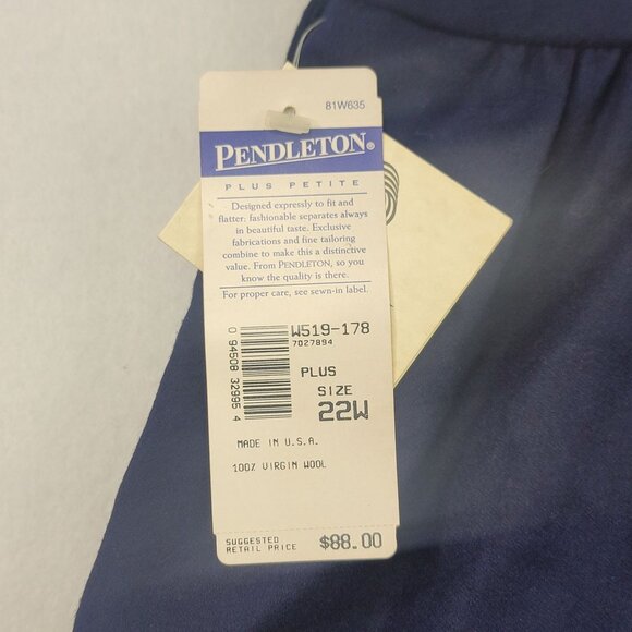 1997 Deadstock Pendleton Plus Petite 100% Wool Skirt 22W Navy Blue Lined USA - Picture 3 of 7